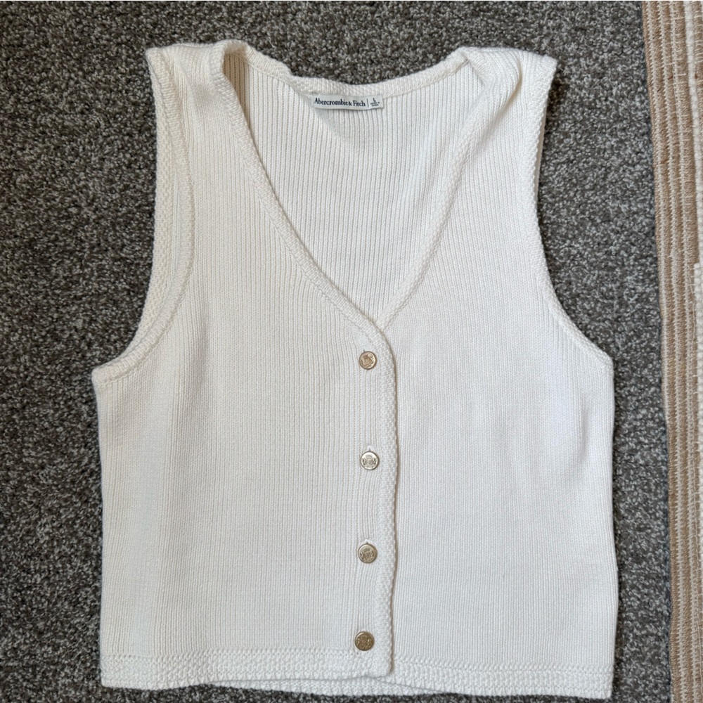 Abercrombie & Fitch Off-White Knit Vest